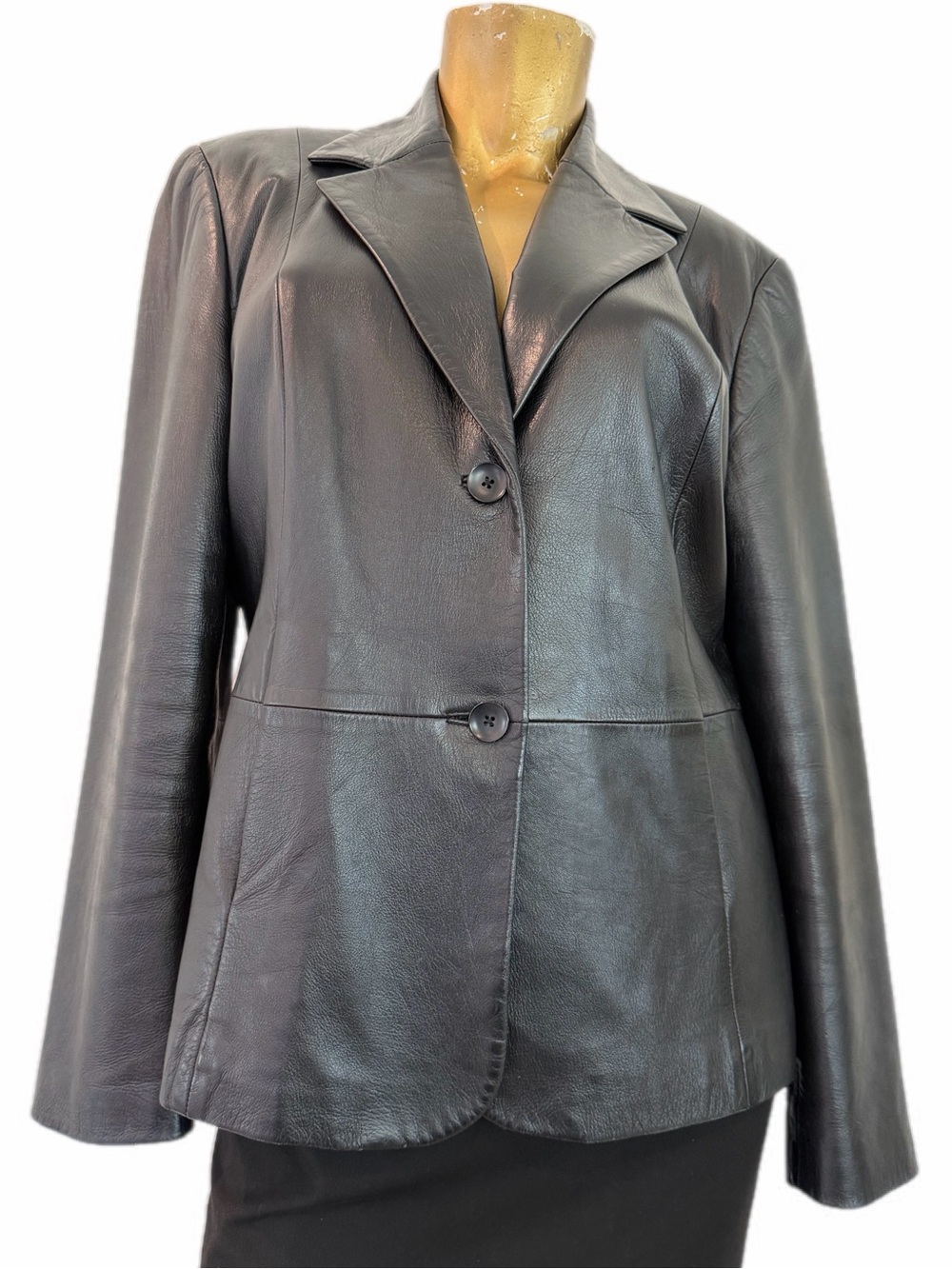 Y2K Vintage Valerie Stevens Genuine Leather Tailored Blazer Jacket size L